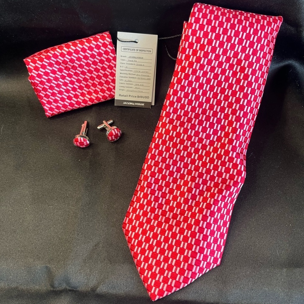 NWT-Silk Red and Pink Men's Tie Set